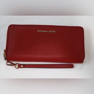 Michael Kors Scarlet Wristlet with Gold Accents
